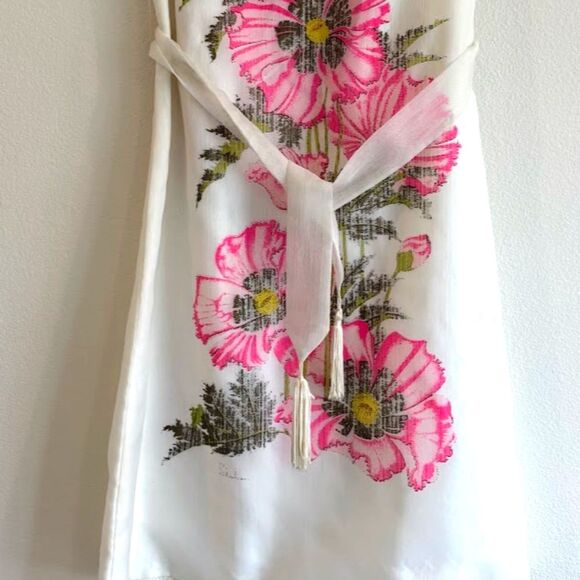 Vintage Alfred Shaheen Pink Poppy Mod Shift Dress - Picture 6 of 10